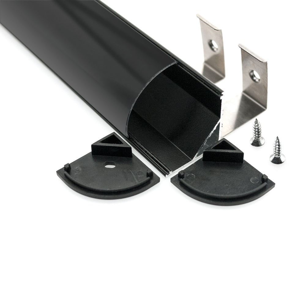 Black Corner Mount Aluminum Profile